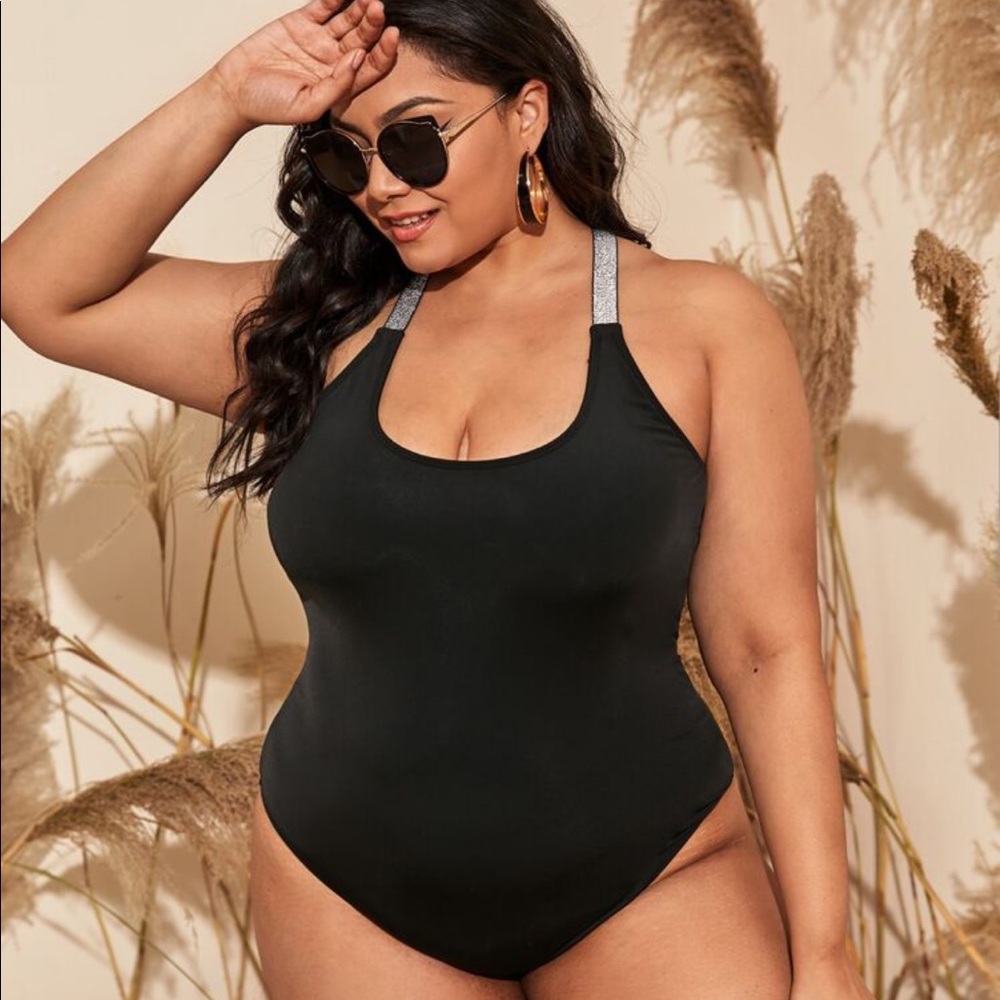 2xl shein one piece black bathing suit